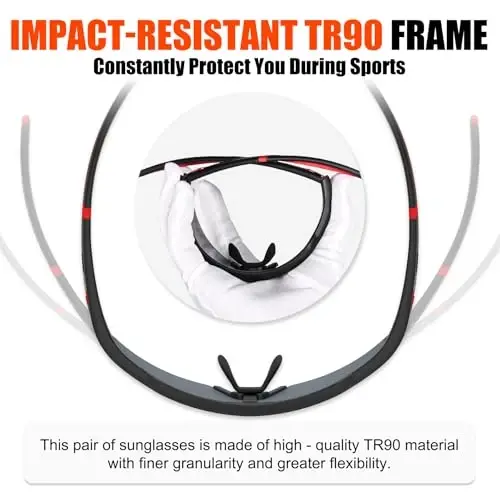 X-TIGER Polarized Cycling Glasses with 5 Interchangeable Lenses,MTB Biking Baseball Running Sports Sunglasses for Men Women - 6