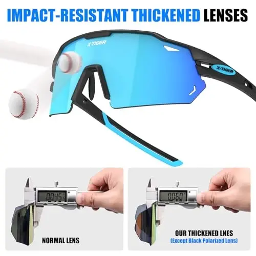 X-TIGER Polarized Cycling Glasses with 5 Interchangeable Lenses,MTB Biking Baseball Running Sports Sunglasses for Men Women - 4