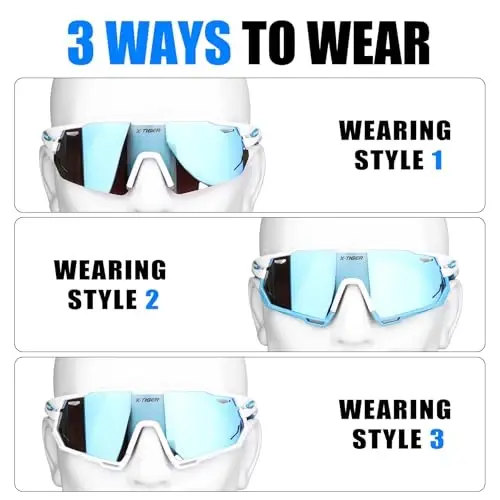 X-TIGER Polarized Cycling Glasses with 5 Interchangeable Lenses,MTB Biking Baseball Running Sports Sunglasses for Men Women - 2