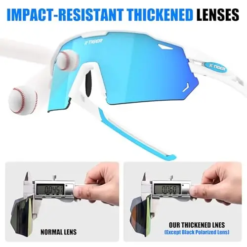 X-TIGER Polarized Cycling Glasses with 5 Interchangeable Lenses,MTB Biking Baseball Running Sports Sunglasses for Men Women - 4