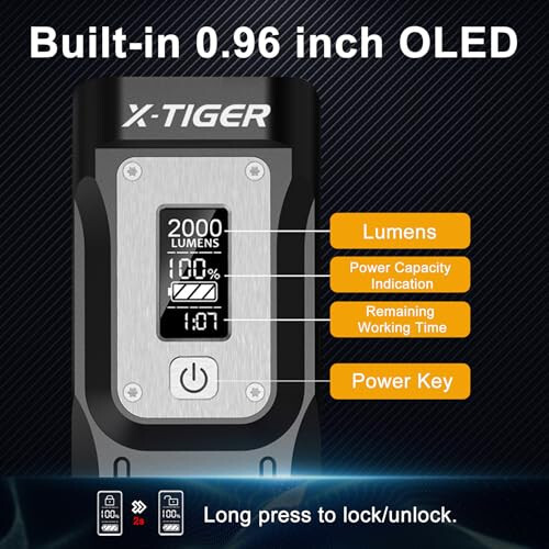 X-TIGER 8 LED 2000 Lümen Bisiklet Feneri, Pil Göstergeli Ultra Parlak Bisiklet Farı, 10000 mAh USB-C Şarj Edilebilir Bisiklet Feneri, Dağ Yolu Bisikleti Aksesuarları Tüm Bisikletler İçin Uygun - 10