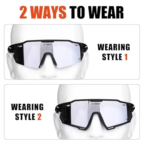 X-TIGER Polarized Cycling Glasses with 5 Interchangeable Lenses,MTB Biking Baseball Running Sports Sunglasses for Men Women - 2