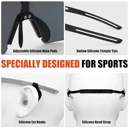 X-TIGER Polarized Cycling Glasses with 5 Interchangeable Lenses,MTB Biking Baseball Running Sports Sunglasses for Men Women - 9