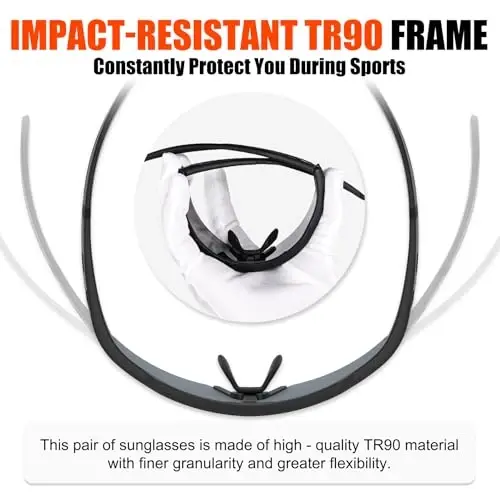 X-TIGER Polarized Cycling Glasses with 5 Interchangeable Lenses,MTB Biking Baseball Running Sports Sunglasses for Men Women - 6