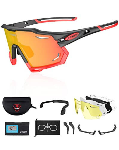 X-TIGER Polarized Cycling Glasses with 5 Interchangeable Lenses, MTB Biking Baseball Running Sports Sunglasses for Men Women - 7