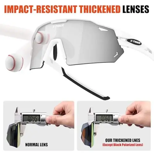 X-TIGER Polarized Cycling Glasses with 5 Interchangeable Lenses,MTB Biking Baseball Running Sports Sunglasses for Men Women - 4