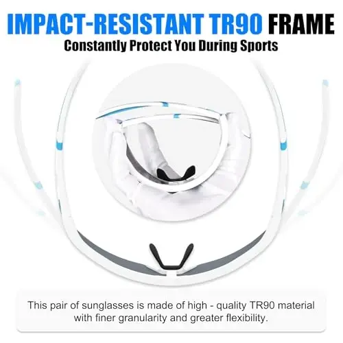 X-TIGER Polarized Cycling Glasses with 5 Interchangeable Lenses,MTB Biking Baseball Running Sports Sunglasses for Men Women - 6