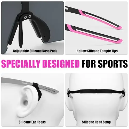 X-TIGER Polarized Cycling Glasses with 5 Interchangeable Lenses,MTB Biking Baseball Running Sports Sunglasses for Men Women - 5