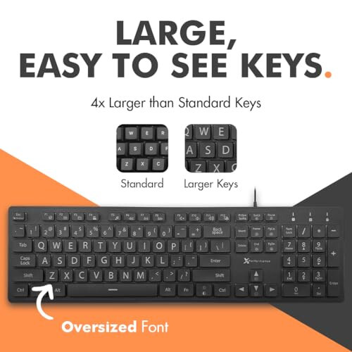 X9 Performance Large Print Lighted Keyboard and Mouse - USB Wired Keyboard and Mouse Combo - Large Letter Backlit Keyboard and Mouse Combo for Elderly, Low Vision, Visually Impaired - 2