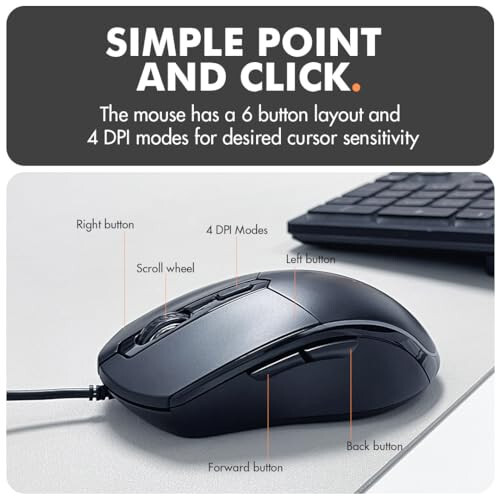 X9 Performance Large Print Lighted Keyboard and Mouse - USB Wired Keyboard and Mouse Combo - Large Letter Backlit Keyboard and Mouse Combo for Elderly, Low Vision, Visually Impaired - 6