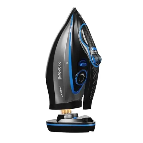 Xabitat Luxury Cordless Iron | 1500W Steam Iron | Anti Drip | Thermal Protection Technology | Nonstick Ceramic Soleplate | 2-in-1 Cord/Cordless | Adjustable & Vertical Steam Controller | Auto Shut-Off - XABITAT