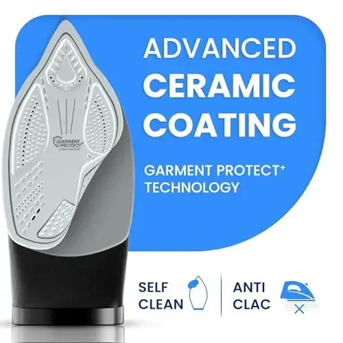 Xabitat Professional 1500W Паровой утюг для одежды с равномерным распределением тепла, керамической подошвой, регулируемым и вертикальным паром с контроллером | Самоочистка | Антикапельная система | Технология тепловой защиты - 6