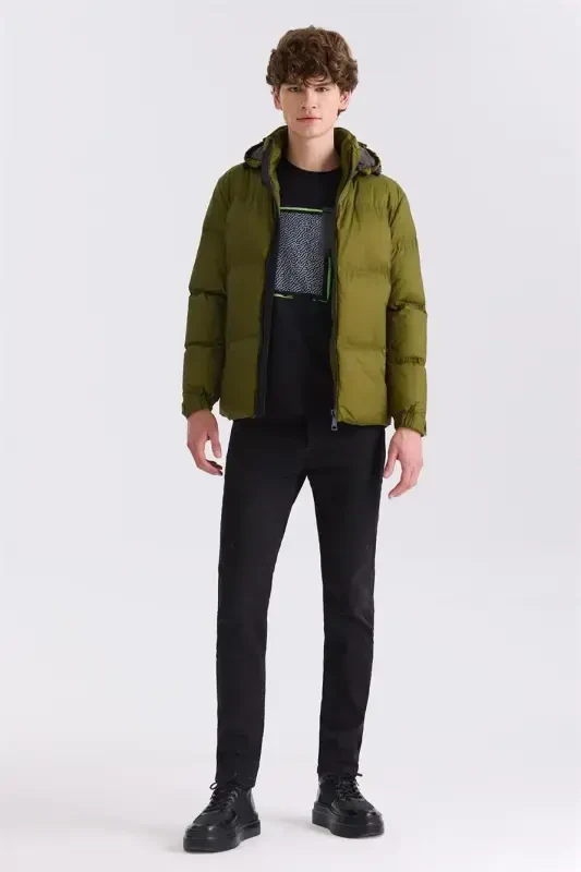 Хаки Comfort Fit Капюшон Зимнее пальто - 2