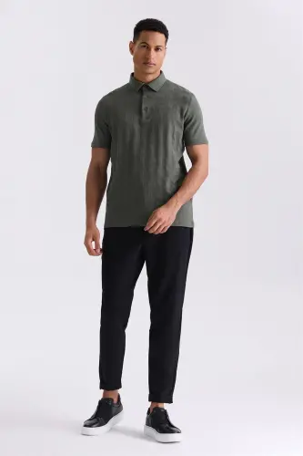 Xaki Desenli Slim Fit Polo Y воротникли футболка - 4