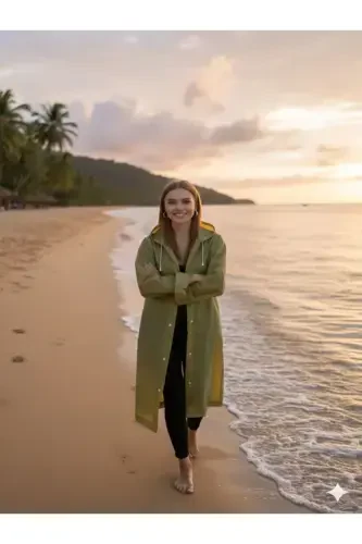 Хаки Ева Кума Күртке Су Рүзгар Гечирмез Ямурлук-Хаки - 3