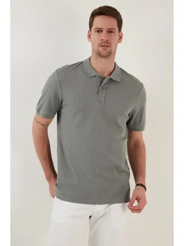 Xaki Paxtali Slim Fit Tugmali Polo Tishort 5902281-Xaki - 2