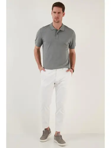 Xaki Paxtali Slim Fit Tugmali Polo Tishort 5902281-Xaki - 3