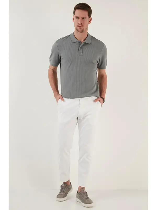 Xaki Paxtali Slim Fit Tugmali Polo Tishort 5902281-Xaki - 3