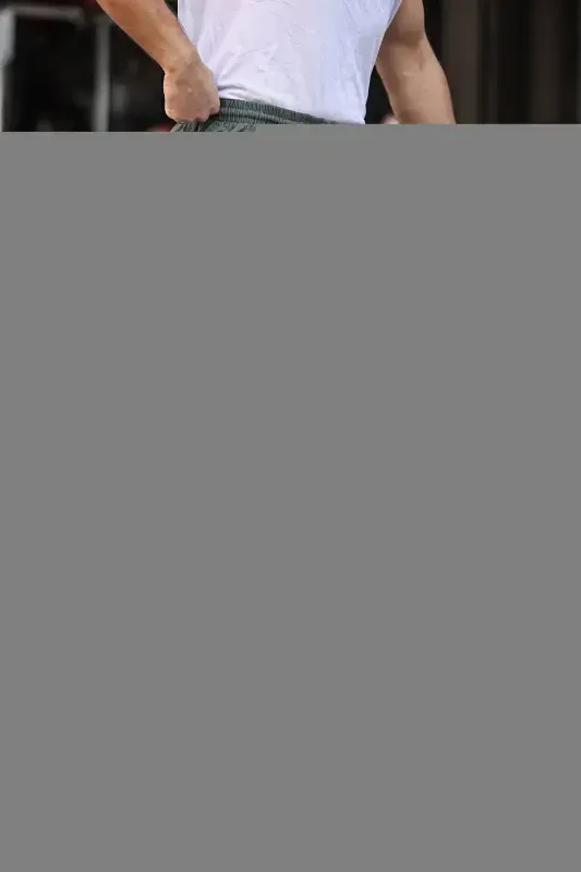 Xaki rangli erkaklar uchun yozgi zig'ir aralashmasi bo'sh shimlar - 6