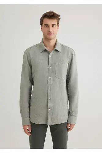 Хаки Рубашка Slim Fit / Узкий Крой 0211383-80692-Yeş - 3