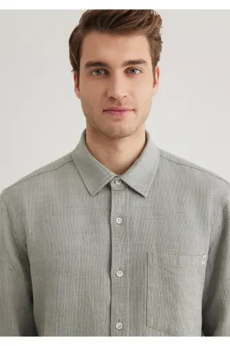 Хаки Рубашка Slim Fit / Узкий Крой 0211383-80692-Yeş - 5