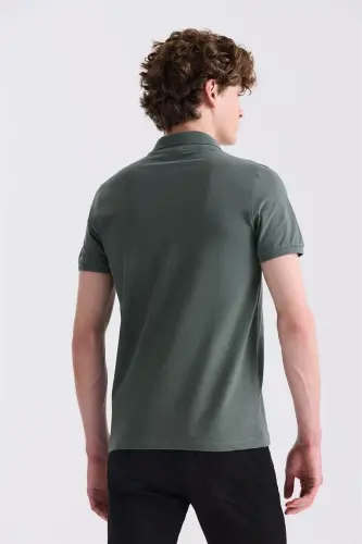 Xaki Slim Fit Polo Yaxa Futbolkasi - 4