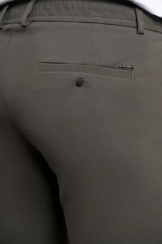 Хаки Slim Fit Узкие Боковые Карманы На Шнурке Jogger Мужские Брюки-Хаки - 4