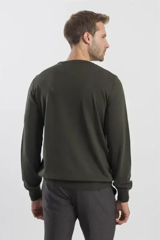 Xaki Slim Fit Velosiped Yaka Triko Kozok - 4