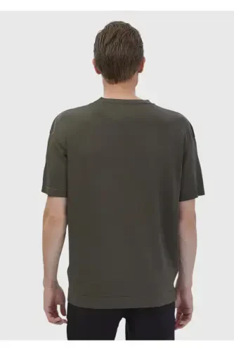 Хаки Велосипедный Воротник Однотонный Вязаный Трикотаж-Хаки - 6