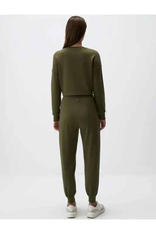 Xaki yuqori belli tor shimli cho'ntakli jogger shimlar - 6