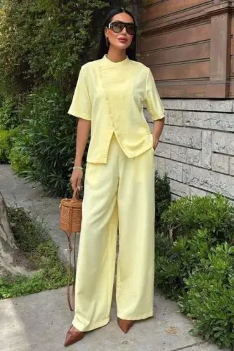 Хаким Яка Чапраз Дюгмели Плаззо Панталон Вискон Кетен Такым 10209 - 6