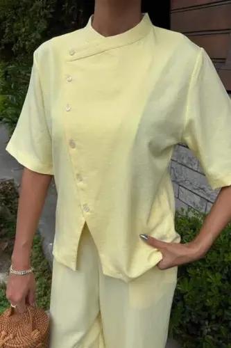 Хаким Яка Чапраз Дюгмели Плаззо Панталон Вискон Кетен Такым 10209 - 9