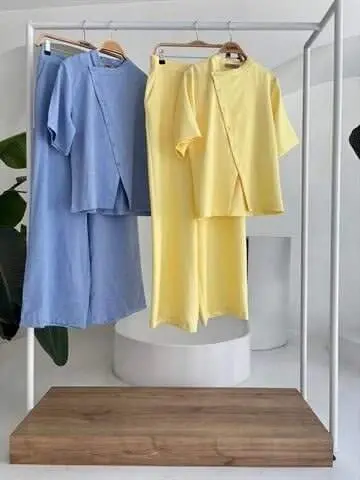 Хаким Яка Чапраз Дюгмели Плаззо Панталон Вискон Кетен Такым 10209 - 10