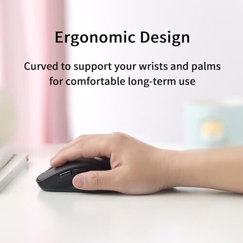 XBG Wireless Bluetooth Mouse 5.0+2.4G Rechargeable Silent Wireless Mouse, 3 Adjustable DPI with Ergonomic 6 Buttons Compatible with Computer/Laptop/Mac/iPad, Black - 4