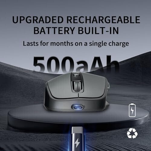 XBG Wireless Bluetooth Mouse 5.0+2.4G Rechargeable Silent Wireless Mouse, 3 Adjustable DPI with Ergonomic 6 Buttons Compatible with Computer/Laptop/Mac/iPad, Black - 6