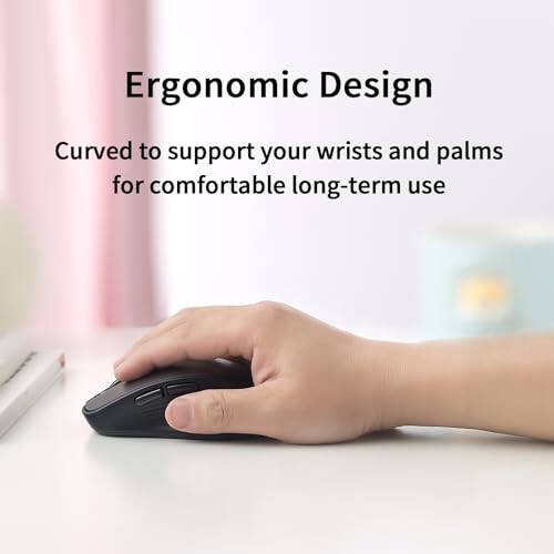 XBG Wireless Mouse, Bluetooth Mouse 5.0+2.4G Rechargeable Silent Wireless Mouse, 3 Adjustable DPI with Ergonomic 6 Buttons Compatible with Computer/Laptop/Mac/iPad, Black - 4