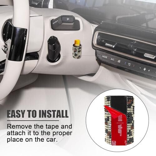 xbrtaia 1 Pack Upright Car Chapstick Holder, Bling Insulating Lip Balm Holder, Rhinestone Car Accessories for Women Interior, Suitable for Most Vehicles. (Leopard print) - 5