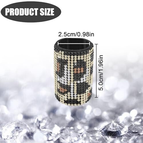 xbrtaia 1 Pack Upright Car Chapstick Holder, Bling Insulating Lip Balm Holder, Rhinestone Car Accessories for Women Interior, Suitable for Most Vehicles. (Leopard print) - 7