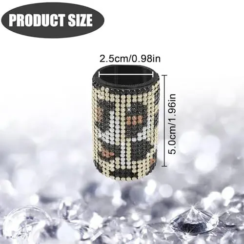 xbrtaia 1 Pack Upright Car Chapstick Holder, Bling Insulating Lip Balm Holder, Rhinestone Car Accessories for Women Interior, Suitable for Most Vehicles. (Leopard print) - 7