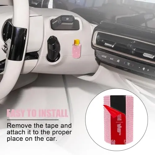 xbrtaia 1 Pack Upright Car Chapstick Holder, Bling Insulating Lip Balm Holder, Rhinestone Car Accessories for Women Interior, Suitable for Most Vehicles.(Pink) - 5