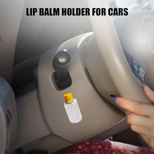 xbrtaia 1 Pack Upright Car Chapstick Holder, Bling Insulating Lip Balm Holder, Rhinestone Car Accessories for Women Interior,Suitable for Most Vehicles.(White) - XBRTAIA (1)