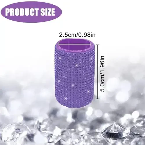 xbrtaia 1 Pack Upright Car Chapstick Holder, Bling Insulating Lip Balm Holder,Rhinestone Car Accessories for Women Interior,Suitable for Most Vehicles.(Purple) - 7
