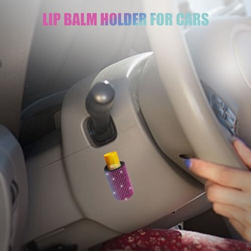 xbrtaia 1 Pack Upright Car Chapstick Holder, Bling Insulating Lip Balm Holder,Rhinestone Car Accessories for Women Interior,Suitable for Most Vehicles.(Rainbow) - 2