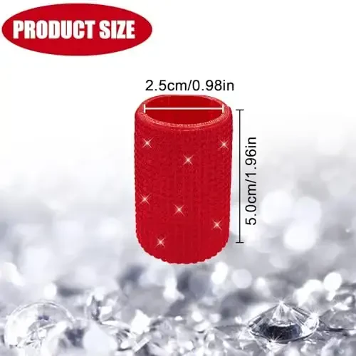 xbrtaia 1 Pack Upright Car Chapstick Holder, Bling Insulating Lip Balm Holder,Rhinestone Car Accessories for Women Interior,Suitable for Most Vehicles.(Red) - 7