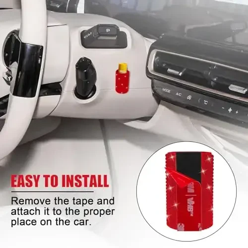 xbrtaia 1 Pack Upright Car Chapstick Holder, Bling Insulating Lip Balm Holder,Rhinestone Car Accessories for Women Interior,Suitable for Most Vehicles.(Red) - 5