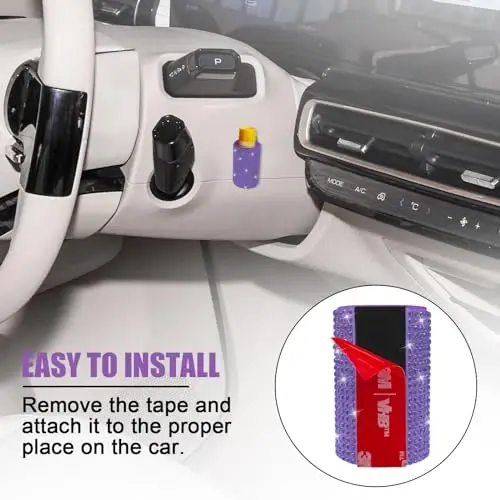 xbrtaia Upright Car Chapstick Holder, Bling Insulating Lip Balm Holder,Rhinestone Car Accessories for Women Interior ,Suitable for Most Vehicles. (Purple) - 5