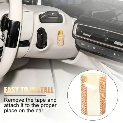 xbrtaia Upright Car Chapstick Holder, Bling Insulating Lip Balm Holder,Rhinestone Car Accessories for Women Interior ,Suitable for Most Vehicles. (Champagne Gold) - 5