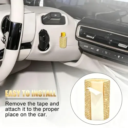 xbrtaia Upright Car Chapstick Holder, Bling Insulating Lip Balm Holder,Rhinestone Car Accessories for Women Interior ,Suitable for Most Vehicles. (Yellow) - 5