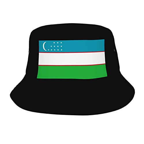 XCBZVT Bucket Hat Flag of Uzbekistan Fisherman's Cap Men and Women. Sun Hats Black - 1