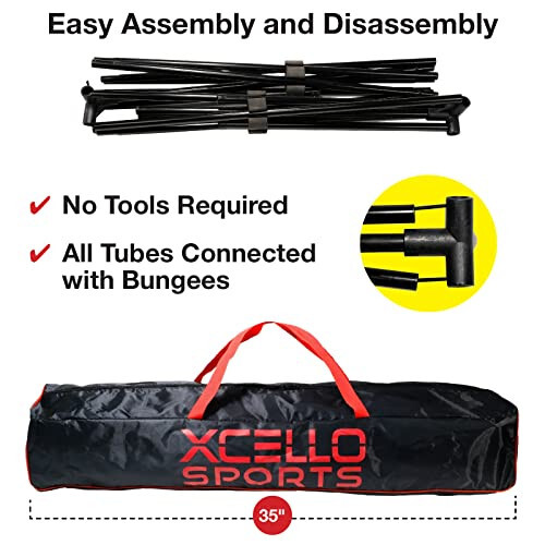 Xcello Sports Complete Badminton Racket Set - Includes 17-Foot Foldable Net, 4 Rackets, 6 Shuttlecocks, and Carry Bag - 6